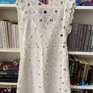 Zara White Eyelet Star A-line Dress - womens Small - moving sale!
